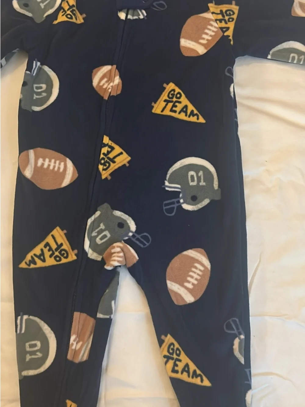 Carter's Navy Football & Blue Plaid Footed One-Pieces (3 Pack)